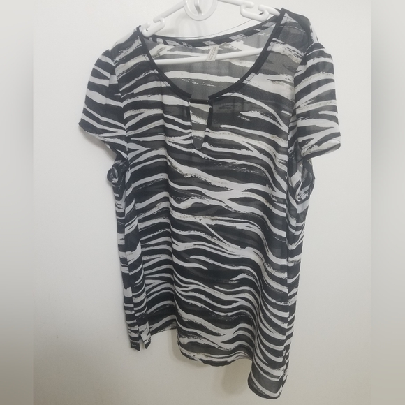 Madison Tops - EUC Zebra striped sheer top